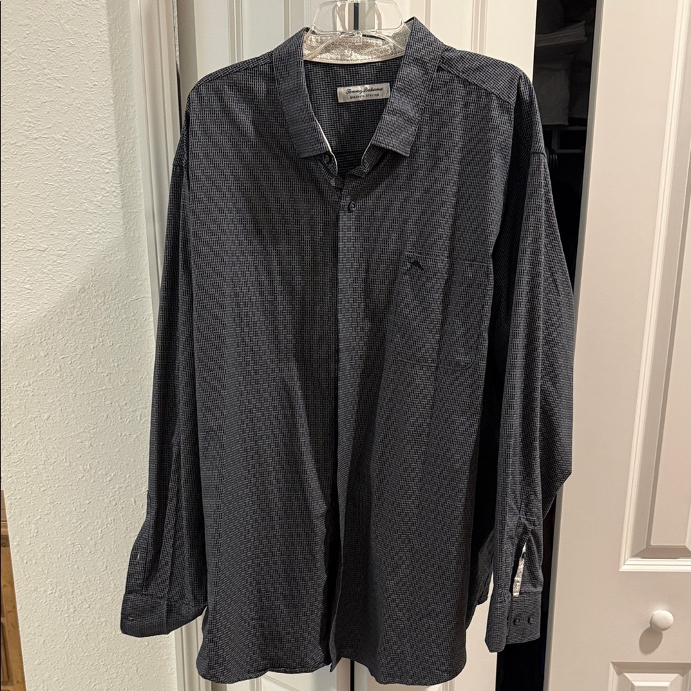 Tommy Bahama Navy and White Patterned Shirt